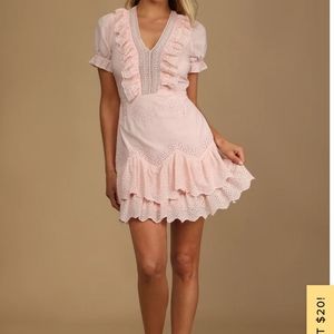 NWT Pink cotton mini ruffle dress S